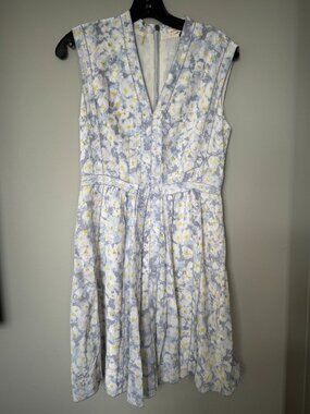 Rebecca Taylor 100% Silk Blue & Yellow Floral Dress